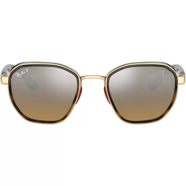 RayBan Rb3674m Scuderia Ferrari Collection Round SunglassesGoldChromance Brown Mirrored Grey Polarized