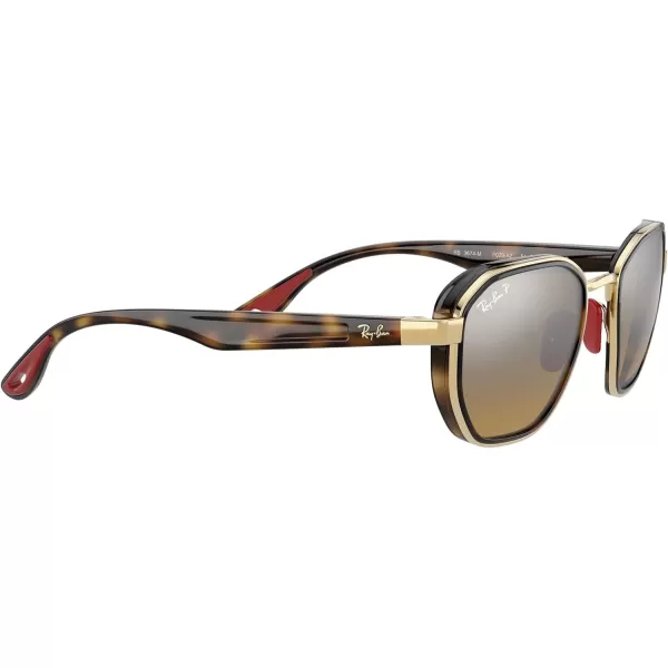 RayBan Rb3674m Scuderia Ferrari Collection Round SunglassesGoldChromance Brown Mirrored Grey Polarized