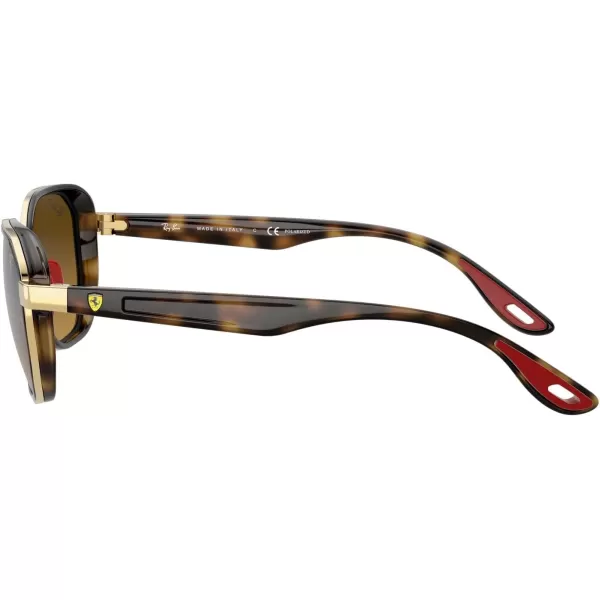 RayBan Rb3674m Scuderia Ferrari Collection Round SunglassesGoldChromance Brown Mirrored Grey Polarized