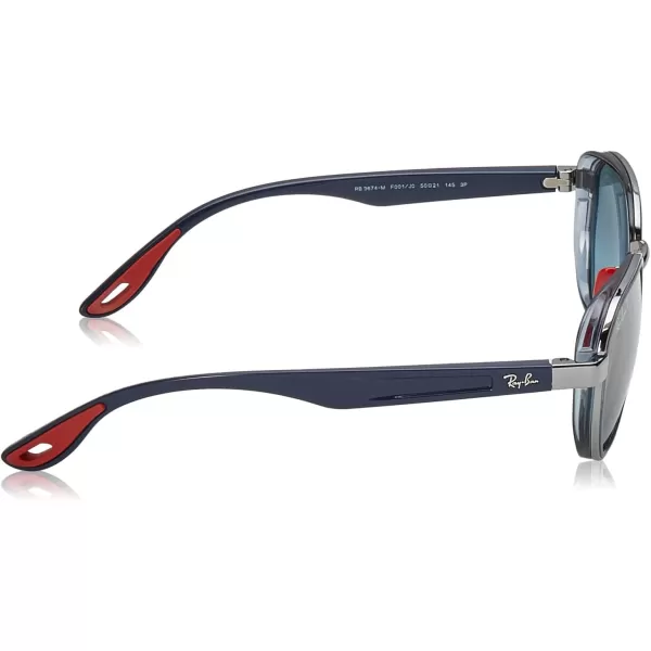 RayBan Rb3674m Scuderia Ferrari Collection Round SunglassesGunmetalChromance Blue Mirrored Gold Polarized