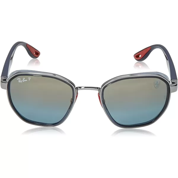 RayBan Rb3674m Scuderia Ferrari Collection Round SunglassesGunmetalChromance Blue Mirrored Gold Polarized