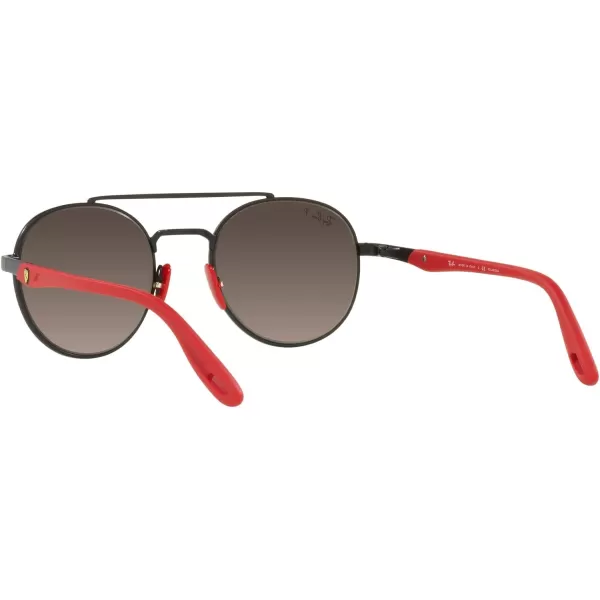 RayBan Rb3696m Scuderia Ferrari Collection Round SunglassesMatte BlackPolarized Grey Mirrored Grey Gradient