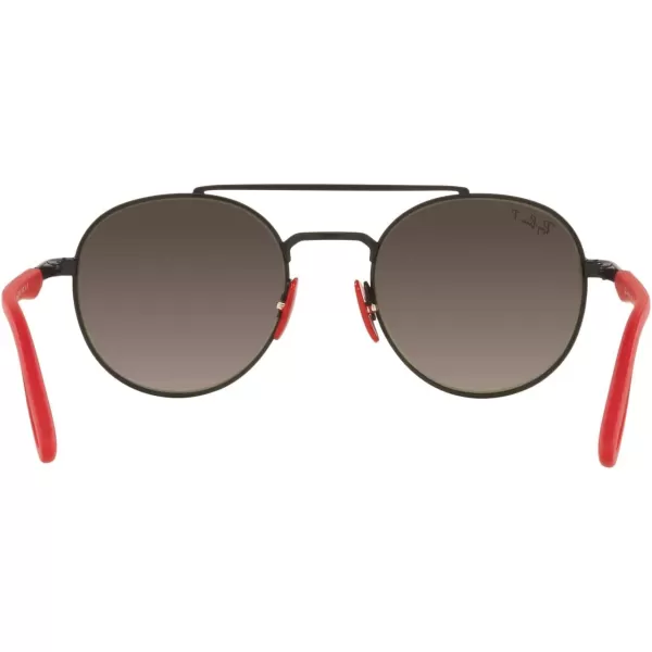 RayBan Rb3696m Scuderia Ferrari Collection Round SunglassesMatte BlackPolarized Grey Mirrored Grey Gradient