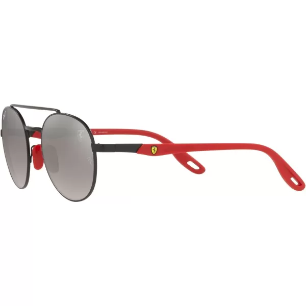 RayBan Rb3696m Scuderia Ferrari Collection Round SunglassesMatte BlackPolarized Grey Mirrored Grey Gradient