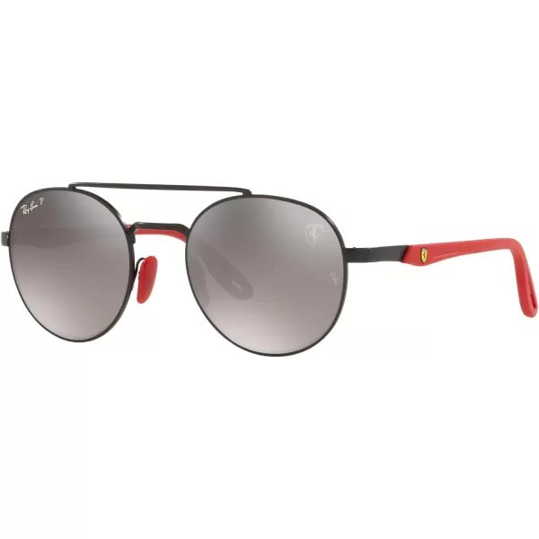 RayBan Rb3696m Scuderia Ferrari Collection Round SunglassesMatte BlackPolarized Grey Mirrored Grey Gradient