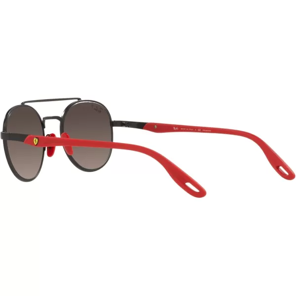 RayBan Rb3696m Scuderia Ferrari Collection Round SunglassesMatte BlackPolarized Grey Mirrored Grey Gradient