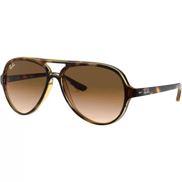 RayBan Rb4125 Cats 5000 Aviator SunglassesLight HavanaClear Gradient Brown