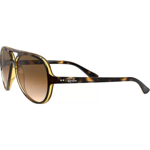 RayBan Rb4125 Cats 5000 Aviator SunglassesLight HavanaClear Gradient Brown