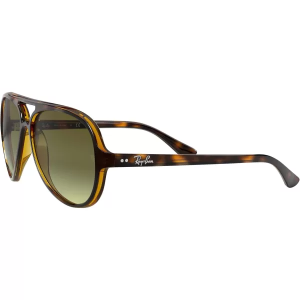 RayBan Rb4125 Cats 5000 Aviator SunglassesLight HavanaGreen Gradient Brown