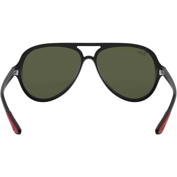 RayBan Rb4125m Scuderia Ferrari Collection Aviator SunglassesMatte BlackLight Green Mirrored Silver