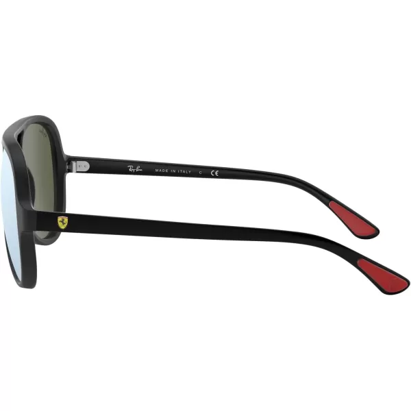 RayBan Rb4125m Scuderia Ferrari Collection Aviator SunglassesMatte BlackLight Green Mirrored Silver