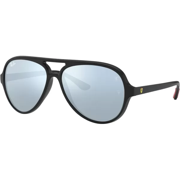 RayBan Rb4125m Scuderia Ferrari Collection Aviator SunglassesMatte BlackLight Green Mirrored Silver