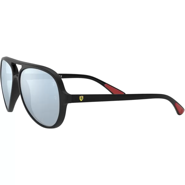 RayBan Rb4125m Scuderia Ferrari Collection Aviator SunglassesMatte BlackLight Green Mirrored Silver