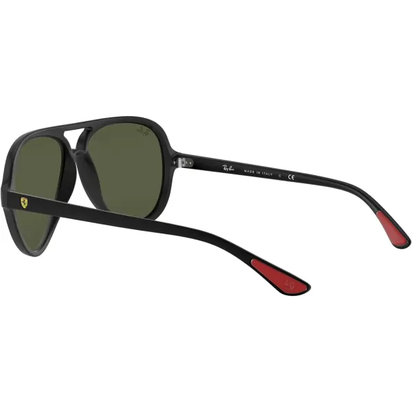 RayBan Rb4125m Scuderia Ferrari Collection Aviator SunglassesMatte BlackLight Green Mirrored Silver