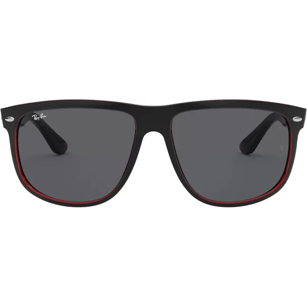 RayBan Rb4147 Boyfriend Square SunglassesMatte Black on Red TransparentDark Grey