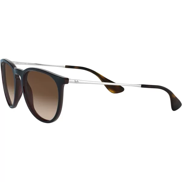 RayBan Rb4171 Erika Round SunglassesMirrored Blue on Light BrownBrown Gradient Dark Brown