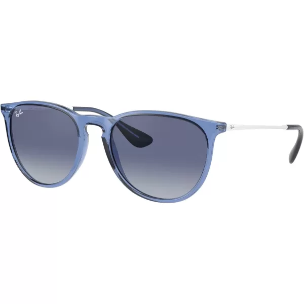 RayBan Rb4171 Erika Round SunglassesTransparent BlueLight Grey Gradient Dark Blue