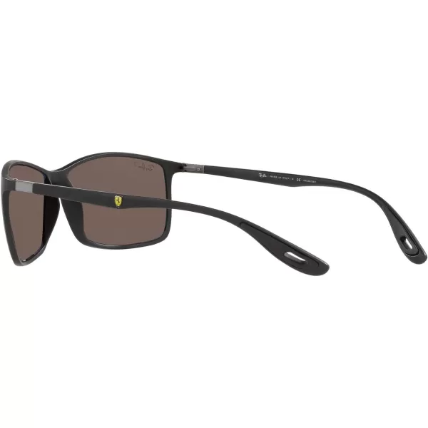 RayBan Rb4179m Scuderia Ferrari Collection Square SunglassesMatte BlackChromance Purple Mirrored Silver Polarized