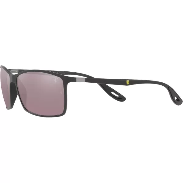 RayBan Rb4179m Scuderia Ferrari Collection Square SunglassesMatte BlackChromance Purple Mirrored Silver Polarized