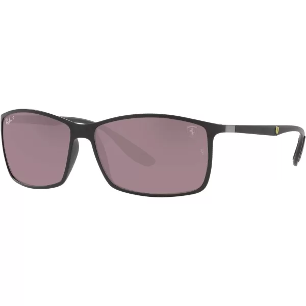 RayBan Rb4179m Scuderia Ferrari Collection Square SunglassesMatte BlackChromance Purple Mirrored Silver Polarized