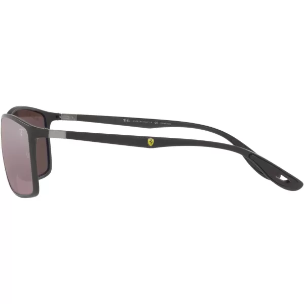 RayBan Rb4179m Scuderia Ferrari Collection Square SunglassesMatte BlackChromance Purple Mirrored Silver Polarized