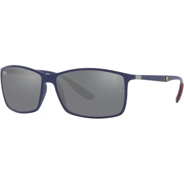 RayBan Rb4179m Scuderia Ferrari Collection Square SunglassesMatte BlueGrey Mirrored Silver
