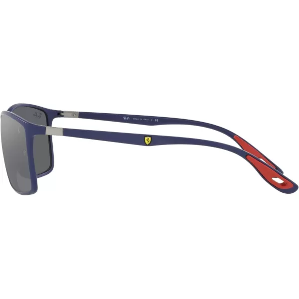 RayBan Rb4179m Scuderia Ferrari Collection Square SunglassesMatte BlueGrey Mirrored Silver