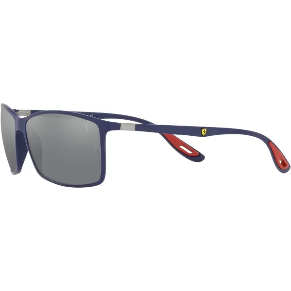 RayBan Rb4179m Scuderia Ferrari Collection Square SunglassesMatte BlueGrey Mirrored Silver
