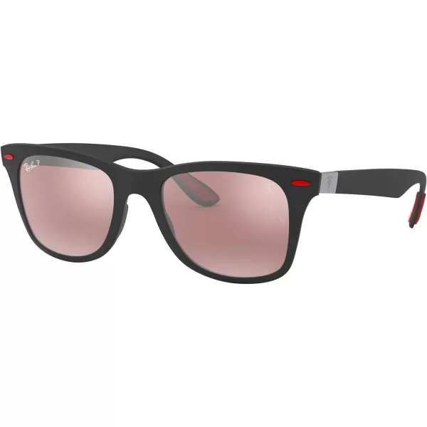 RayBan Rb4195m Scuderia Ferrari Collection Square SunglassesMatte BlackChromance Polarized Purple Mirrored Silver