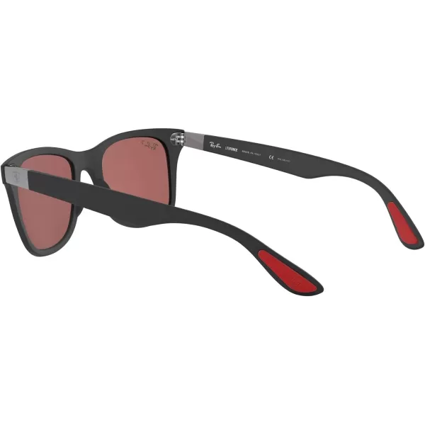 RayBan Rb4195m Scuderia Ferrari Collection Square SunglassesMatte BlackChromance Polarized Purple Mirrored Silver