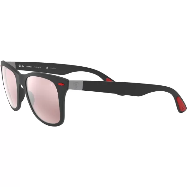 RayBan Rb4195m Scuderia Ferrari Collection Square SunglassesMatte BlackChromance Polarized Purple Mirrored Silver