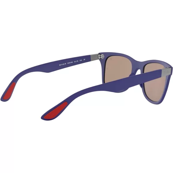 RayBan Rb4195m Scuderia Ferrari Collection Square SunglassesMatte Dark BlueChromance Polarized Grey Mirrored Blue