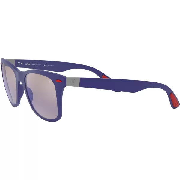 RayBan Rb4195m Scuderia Ferrari Collection Square SunglassesMatte Dark BlueChromance Polarized Grey Mirrored Blue