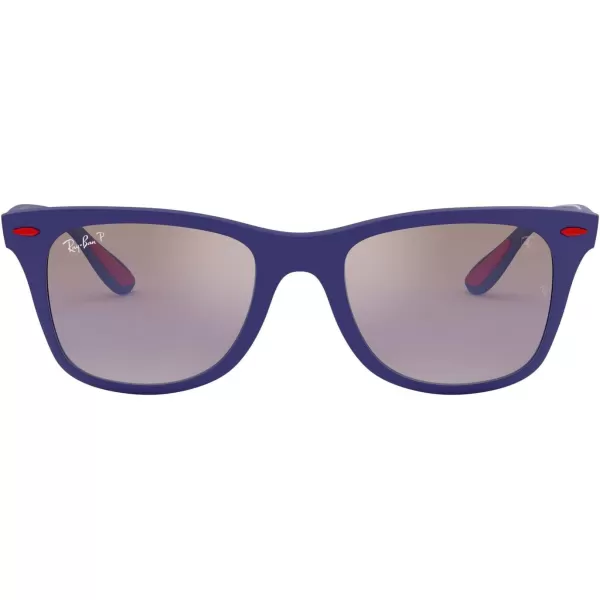 RayBan Rb4195m Scuderia Ferrari Collection Square SunglassesMatte Dark BlueChromance Polarized Grey Mirrored Blue