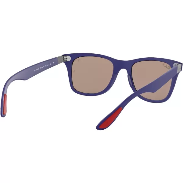RayBan Rb4195m Scuderia Ferrari Collection Square SunglassesMatte Dark BlueChromance Polarized Grey Mirrored Blue