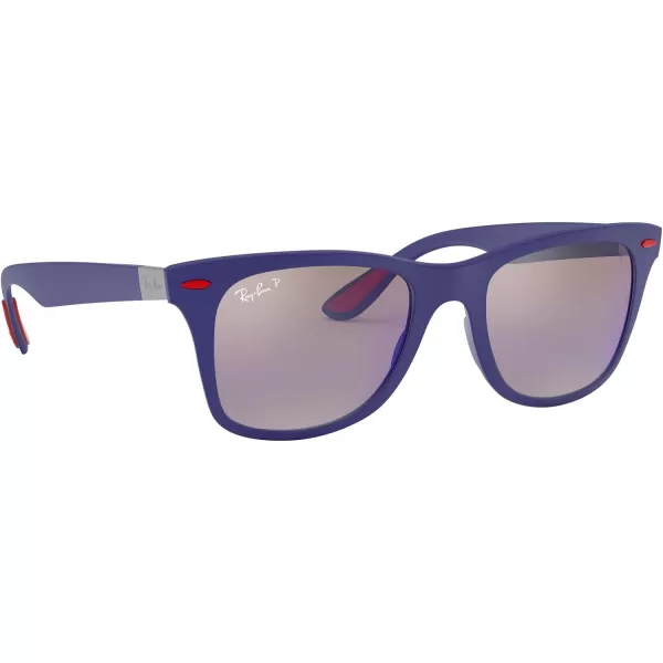 RayBan Rb4195m Scuderia Ferrari Collection Square SunglassesMatte Dark BlueChromance Polarized Grey Mirrored Blue