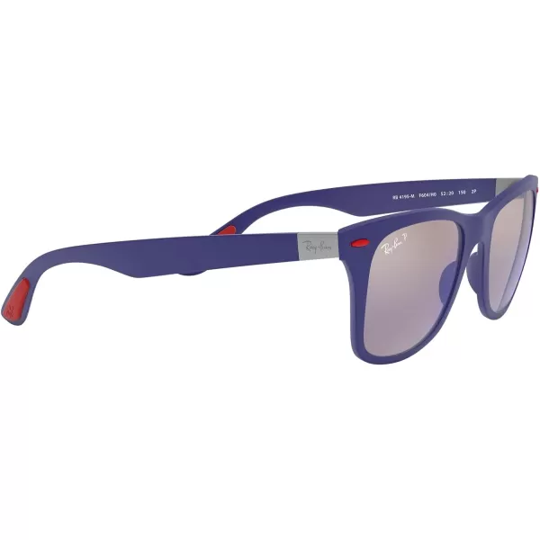 RayBan Rb4195m Scuderia Ferrari Collection Square SunglassesMatte Dark BlueChromance Polarized Grey Mirrored Blue