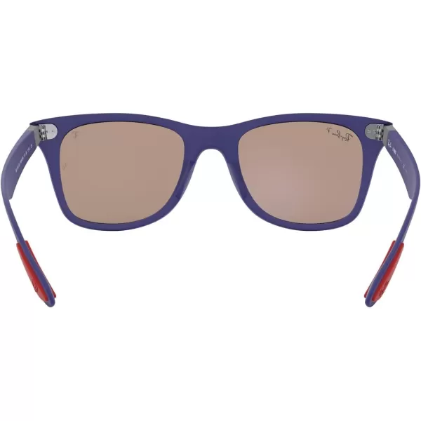 RayBan Rb4195m Scuderia Ferrari Collection Square SunglassesMatte Dark BlueChromance Polarized Grey Mirrored Blue