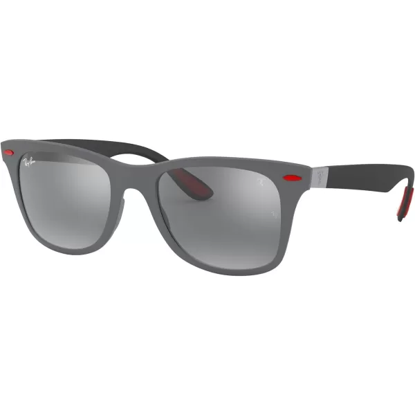 RayBan Rb4195m Scuderia Ferrari Collection Square SunglassesMatte GreyGrey Mirrored Silver