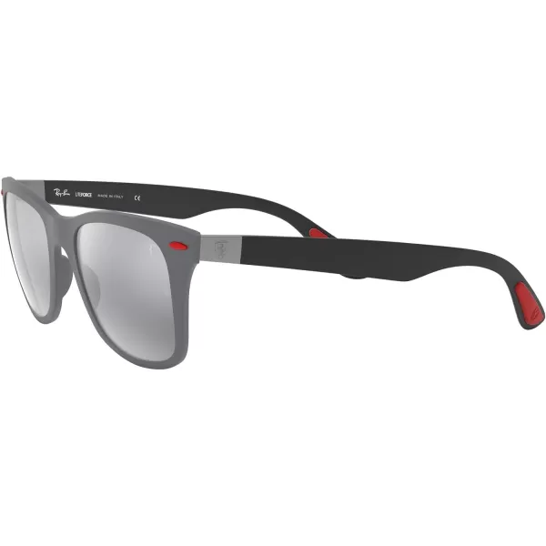 RayBan Rb4195m Scuderia Ferrari Collection Square SunglassesMatte GreyGrey Mirrored Silver
