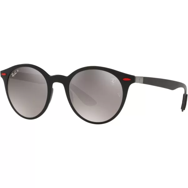 RayBan Rb4296m Scuderia Ferrari Collection Round SunglassesMatte BlackChromance Grey Mirrored Gradient Polarized