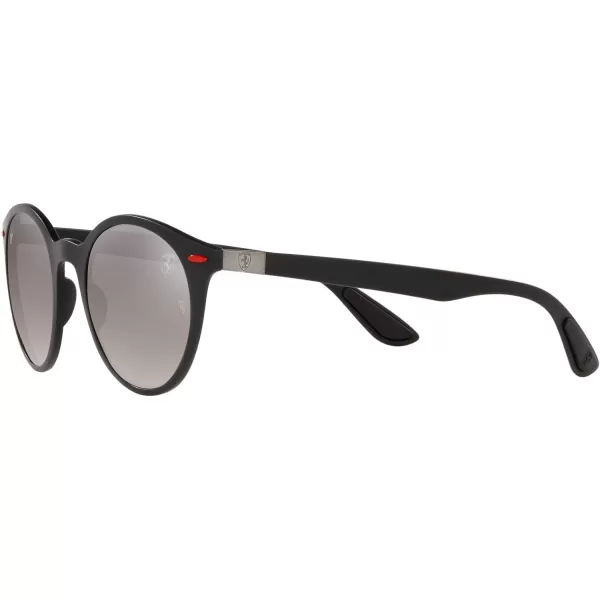 RayBan Rb4296m Scuderia Ferrari Collection Round SunglassesMatte BlackChromance Grey Mirrored Gradient Polarized
