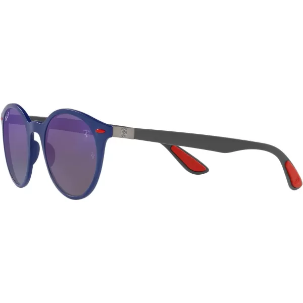 RayBan Rb4296m Scuderia Ferrari Collection Round SunglassesMatte BlueChromance Grey Mirrored Blue Polarized