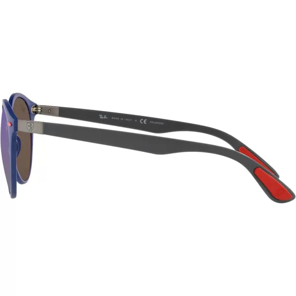 RayBan Rb4296m Scuderia Ferrari Collection Round SunglassesMatte BlueChromance Grey Mirrored Blue Polarized