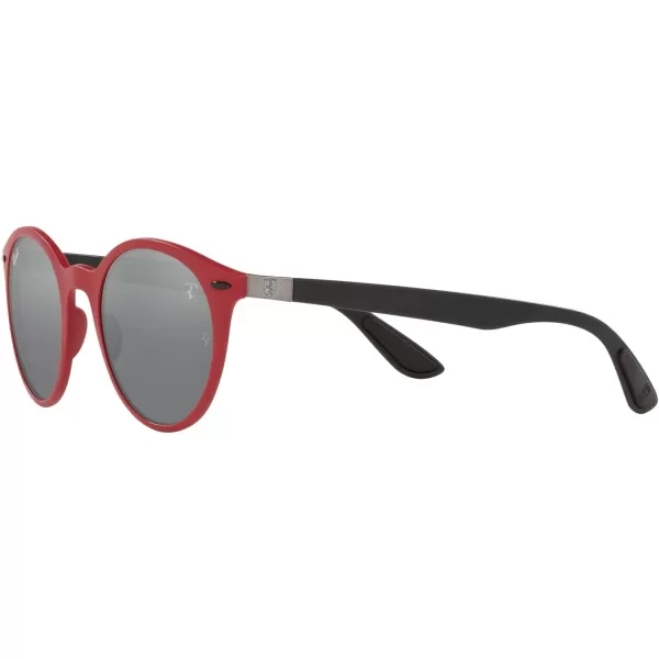 RayBan Rb4296m Scuderia Ferrari Collection Round SunglassesMatte RedGrey Mirrored Silver