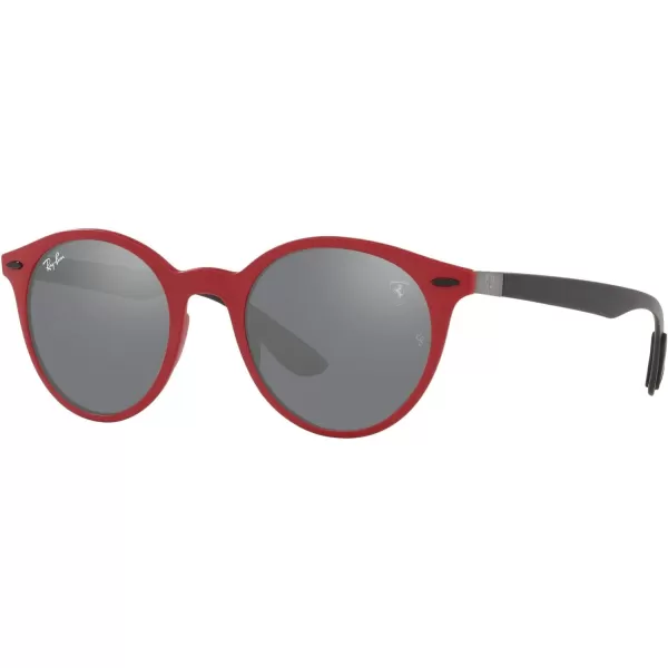 RayBan Rb4296m Scuderia Ferrari Collection Round SunglassesMatte RedGrey Mirrored Silver