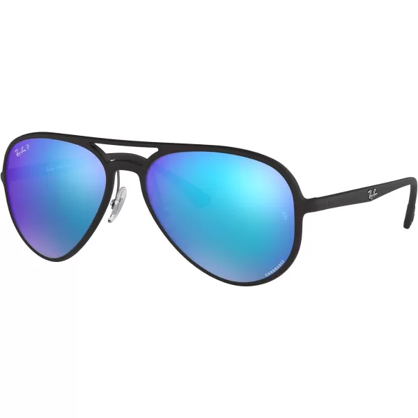 RayBan Rb4320ch Chromance Aviator SunglassesMatte BlackPolarized Green Mirrored Blue