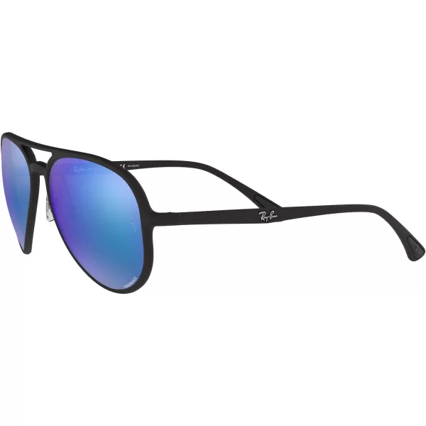 RayBan Rb4320ch Chromance Aviator SunglassesMatte BlackPolarized Green Mirrored Blue