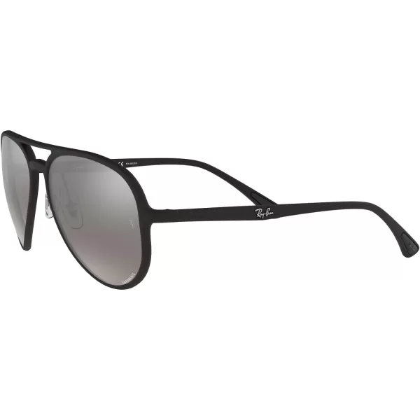 RayBan Rb4320ch Chromance Aviator SunglassesMatte BlackPolarized Grey Mirrored Silver