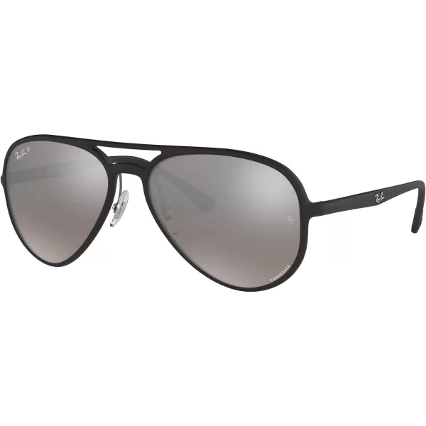 RayBan Rb4320ch Chromance Aviator SunglassesMatte BlackPolarized Grey Mirrored Silver